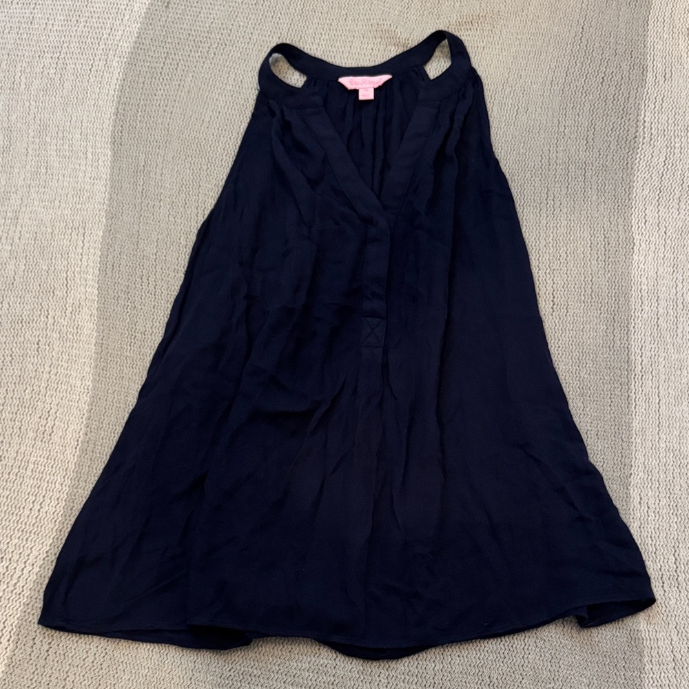 Lilly Pulitzer Navy Sleeveless V Neck Tunic Top XS
